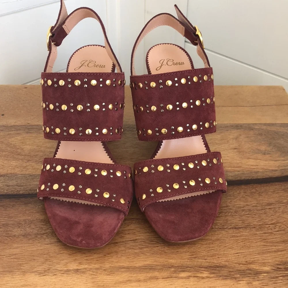 New J. Crew Made in Italy Leather Block heel Sandals. - Picture 4 of 17